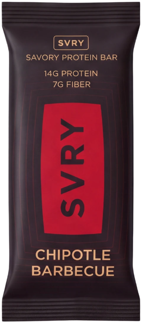 SVRY Chipotle Barbecue savory protein bar wrapper.