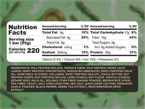 SVRY Rosemary Olive Oil Protein Bar